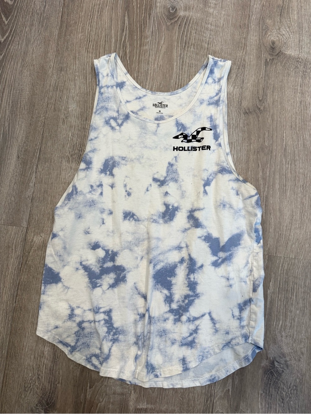Hollister Blue and White Tie-Dye Scoop Tank